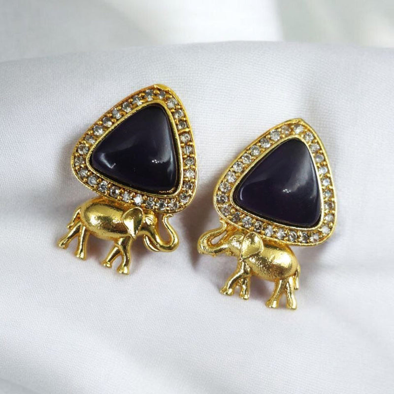 Maharani Jewels Gold Plated Austrian Stone Elephant Shape Dangler Earrings