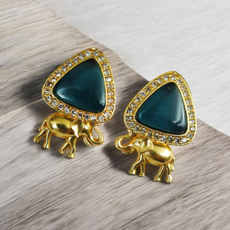 Maharani Jewels Gold Plated Austrian Stone Elephant Shape Dangler Earrings