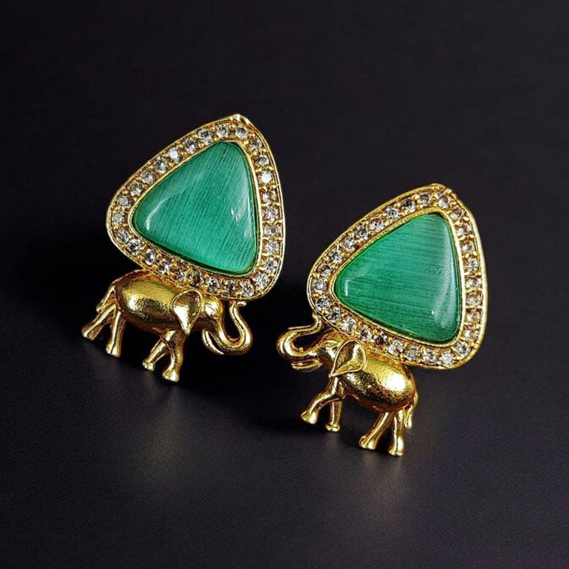 Maharani Jewels Gold Plated Austrian Stone Elephant Shape Dangler Earrings