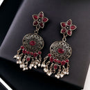 Maharani Jewels Oxidised Plated Pota Stone Dangler Earrings