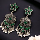 Maharani Jewels Oxidised Plated Pota Stone Dangler Earrings