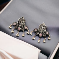 Maharani Jewels Oxidised Plated Pota Stone Dangler Earrings