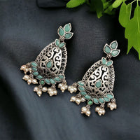 Maharani Jewels Oxidised Plated Pota Stone Dangler Earrings