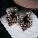 Maharani Jewels Oxidised Plated Pota Stone Dangler Earrings