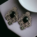 Maharani Jewels Oxidised Plated Pota Stone Dangler Earrings