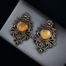 Maharani Jewels Oxidised Plated Pota Stone Dangler Earrings