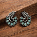 Maharani Jewels Oxidised Plated Pota Stone Studs Earrings