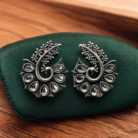 Maharani Jewels Oxidised Plated Pota Stone Studs Earrings