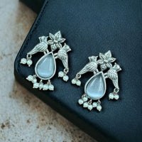 Maharani Jewels Oxidised Plated Pota Stone Dangler Earrings