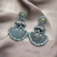 Maharani Jewels Oxidised Plated Pota Stone Dangler Earrings