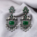 Maharani Jewels Oxidised Plated Pota Stone Dangler Earrings