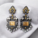 Maharani Jewels Oxidised Plated Pota Stone Dangler Earrings