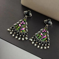 Maharani Jewels Oxidised Plated Pota Stone And Pearls Dangler Earrings