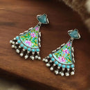 Maharani Jewels Oxidised Plated Pota Stone And Pearls Dangler Earrings