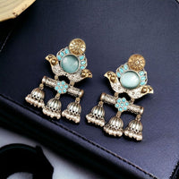 Maharani Jewels 2 Tone Pota Stone Jhumki Earrings