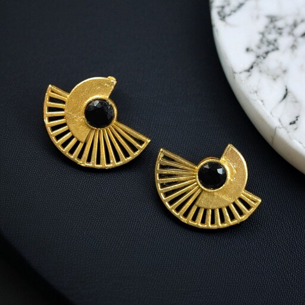 Maharani Jewels Radiance Gold-Plated Pota Stone Stud Earrings
