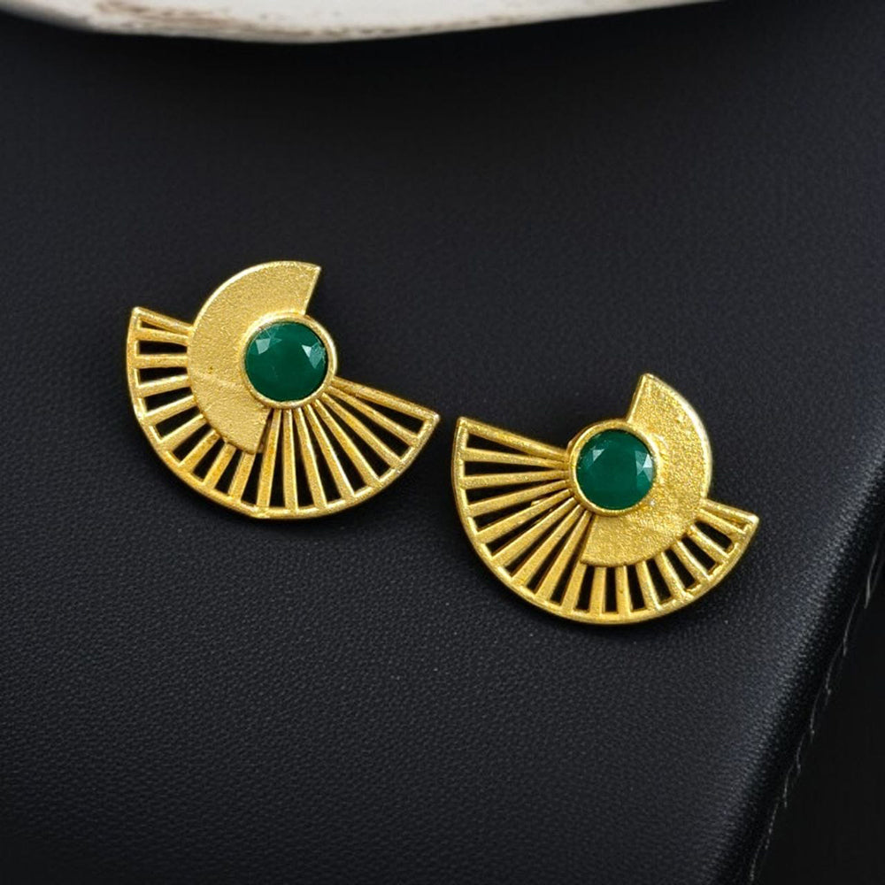 Maharani Jewels Radiance Gold-Plated Pota Stone Stud Earrings
