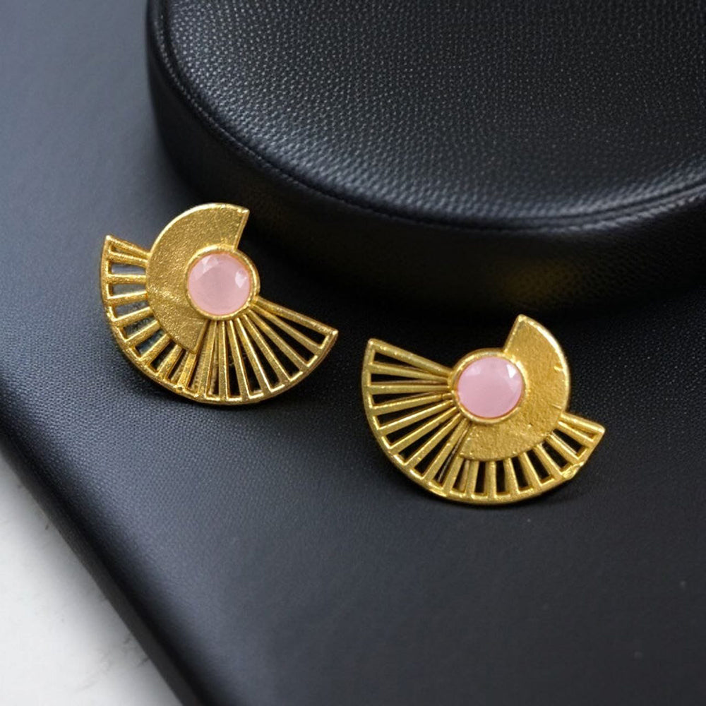 Maharani Jewels Radiance Gold-Plated Pota Stone Stud Earrings