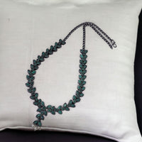 Maharani Jewels Oxidised Finish Pota Stone Traditional Necklace Set