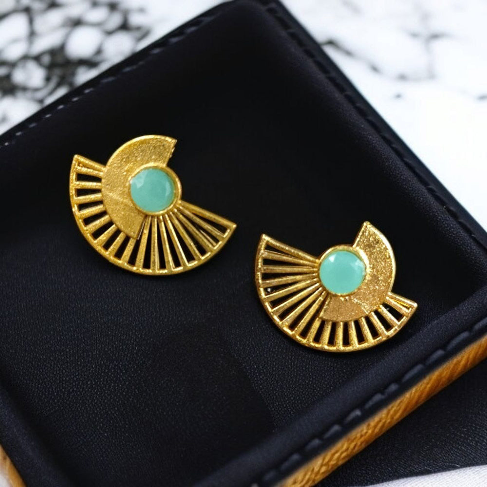 Maharani Jewels Radiance Gold-Plated Pota Stone Stud Earrings