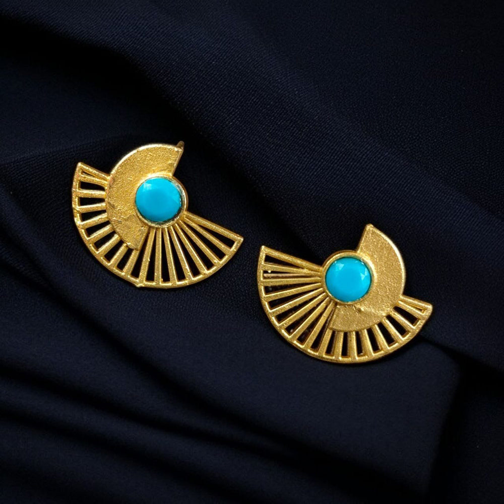 Maharani Jewels Radiance Gold-Plated Pota Stone Stud Earrings