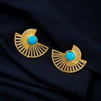 Maharani Jewels Radiance Gold-Plated Pota Stone Stud Earrings