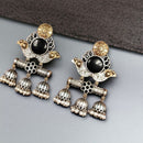 Maharani Jewels Ethnic 2-Tone Colorful Pota Stones Jhumki Earrings