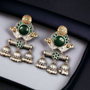 Maharani Jewels Ethnic 2-Tone Colorful Pota Stones Jhumki Earrings