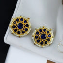 Maharani Jewels Gold Plated Pota Stone And Pearl Studs Earrings