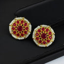 Maharani Jewels Gold Plated Pota Stone And Pearl Studs Earrings
