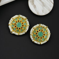 Maharani Jewels Gold Plated Pota Stone And Pearl Studs Earrings