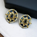 Maharani Jewels Gold Plated Kundan Stone And Meenakari Pearl Studs Earrings