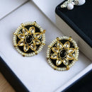 Maharani Jewels Gold Plated Kundan Stone And Meenakari Pearl Studs Earrings