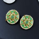 Maharani Jewels Gold Plated Kundan Stone And Meenakari Pearl Studs Earrings