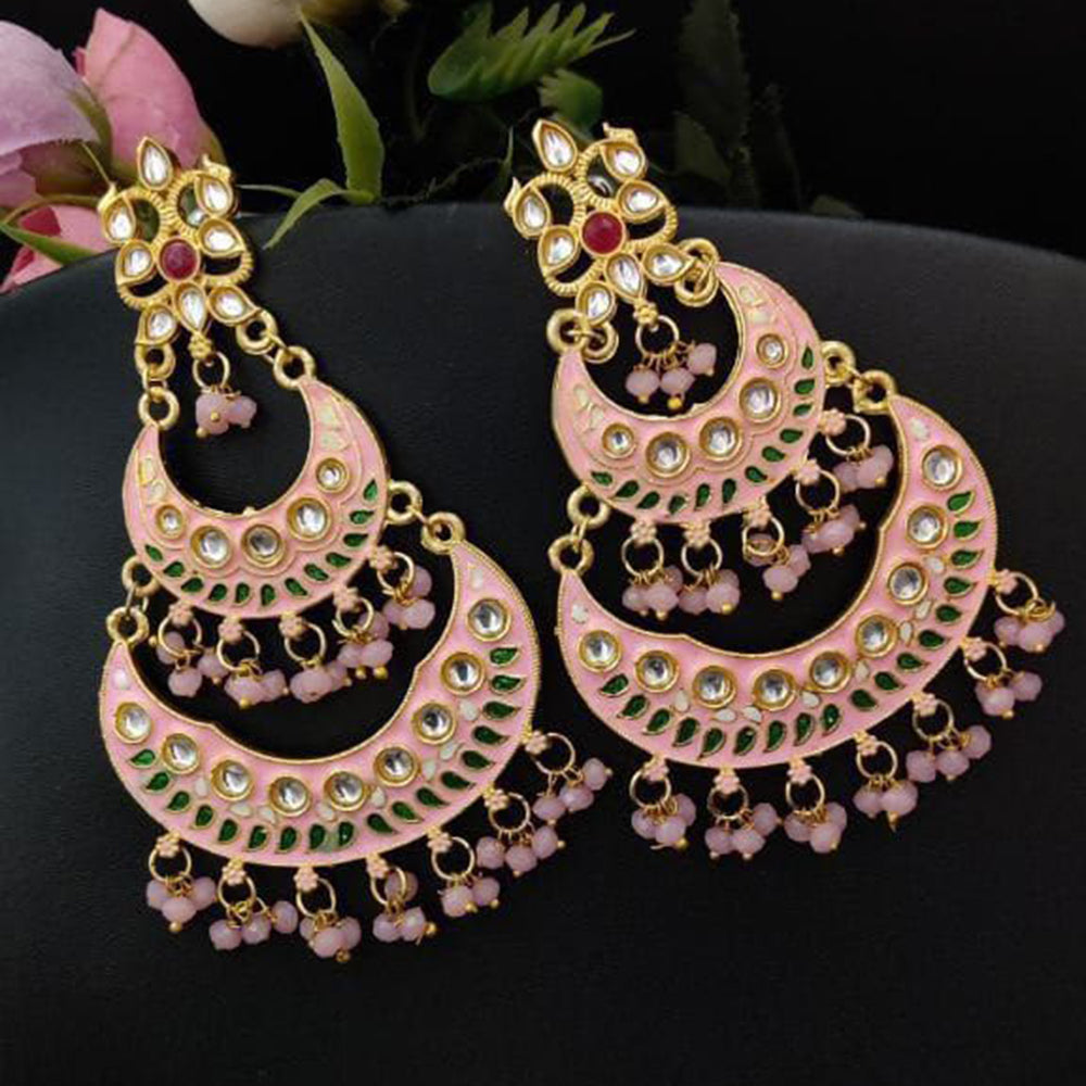 Maharani Jewels Gold Plated Kundan And  Meenakari Dangler Earrings