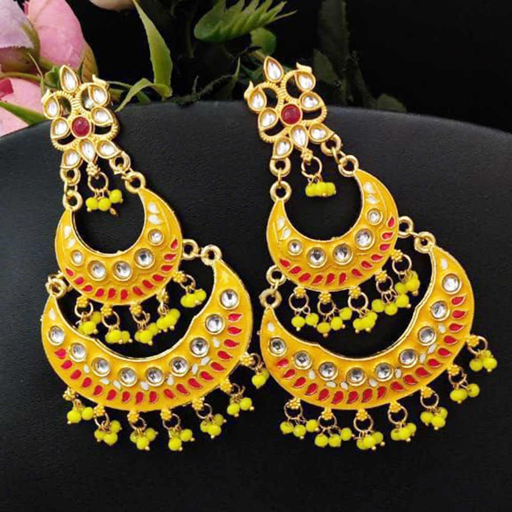 Maharani Jewels Gold Plated Kundan And  Meenakari Dangler Earrings