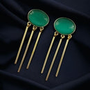 Maharani Jewels Gold Plated Pota Stone Dangler Earrings