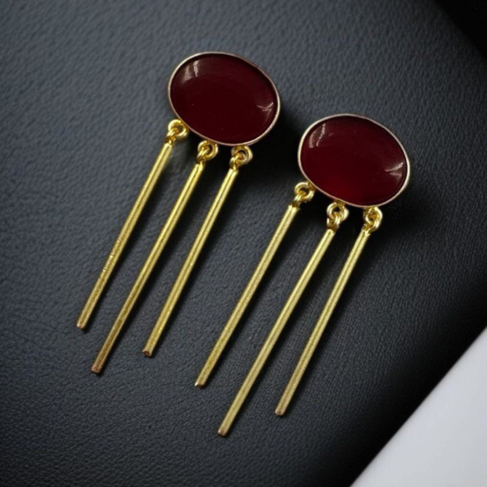 Maharani Jewels Gold Plated Pota Stone Dangler Earrings