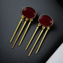 Maharani Jewels Gold Plated Pota Stone Dangler Earrings