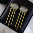 Maharani Jewels Gold Plated Pota Stone Dangler Earrings