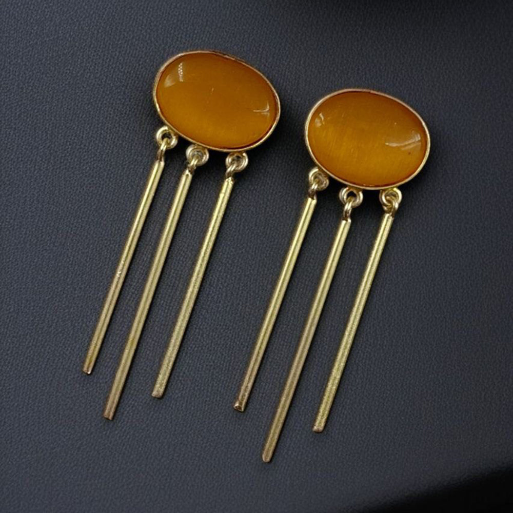Maharani Jewels Gold Plated Pota Stone Dangler Earrings
