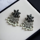 Maharani Jewels Oxidised Plated Pota Stone And Pearl Dangler Earrings