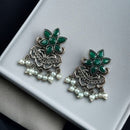 Maharani Jewels Oxidised Plated Pota Stone And Pearl Dangler Earrings