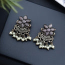 Maharani Jewels Oxidised Plated Pota Stone And Pearl Dangler Earrings