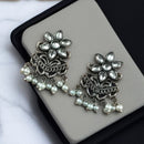 Maharani Jewels Oxidised Plated Pota Stone And Pearl Dangler Earrings