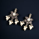 Maharani Jewels Oxidised Plated Pota Stone And Pearl Dangler Earrings