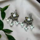 Maharani Jewels Oxidised Plated Pota Stone And Pearl Dangler Earrings