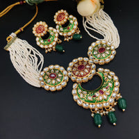 Maharani Jewels Gold Plated Kundan Stone Pearl And Meenakari Choker Necklace Set