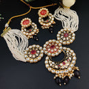 Maharani Jewels Gold Plated Kundan Stone Pearl And Meenakari Choker Necklace Set