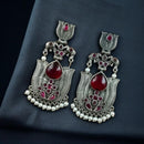 Maharani Jewels Ethnic Oxidized Plated Pota Stone And Pearl Jhumki Earrings